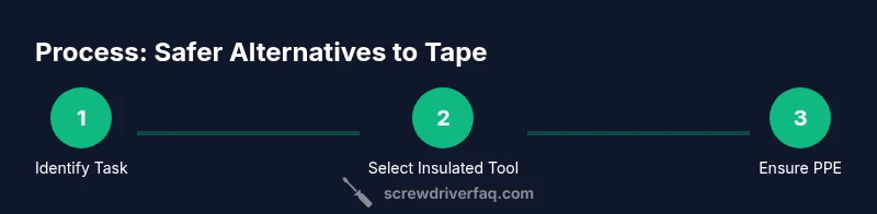Infographic showing a 3-step process to choose insulated tools over tape for safety