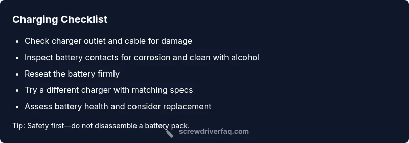 Checklist for charging cordless screwdriver